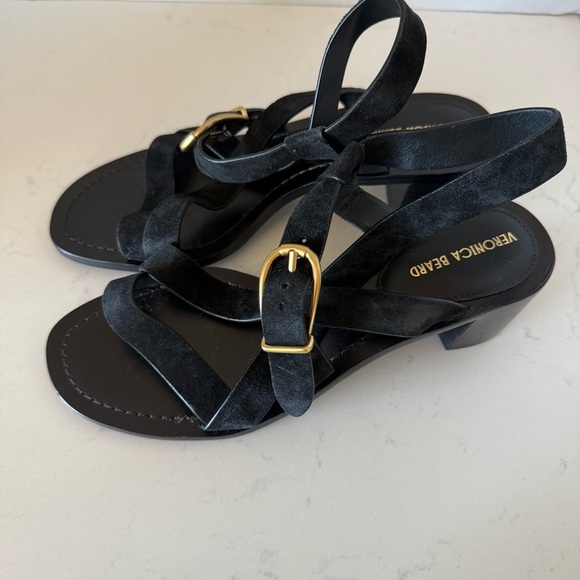 New Veronica Beard Etta Strappy sandal in black suede Size: 6 - Picture 2 of 3
